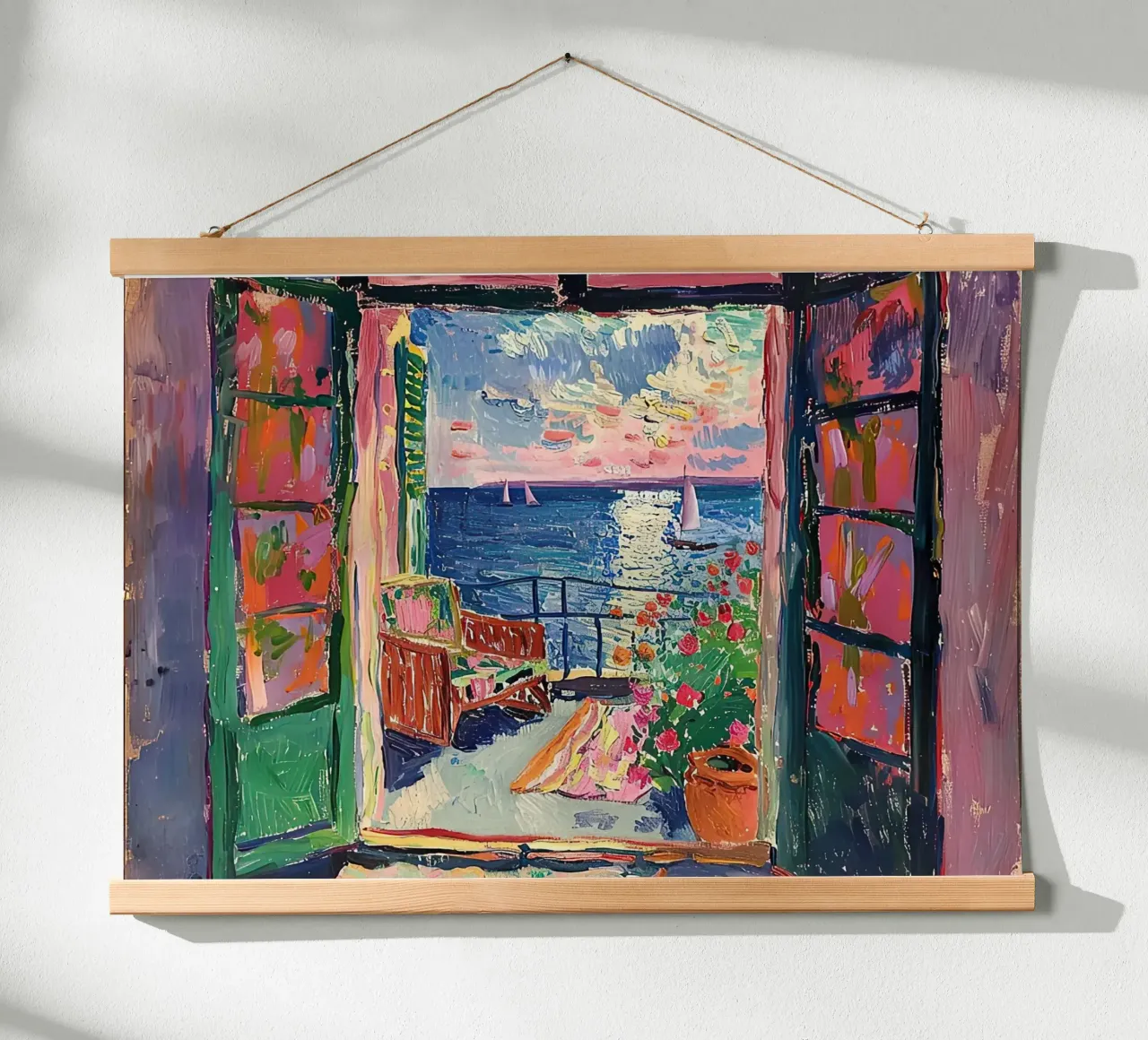 Matisse ispira "La promessa della luce poster con telaio in alluminio da Nikis Art Studio