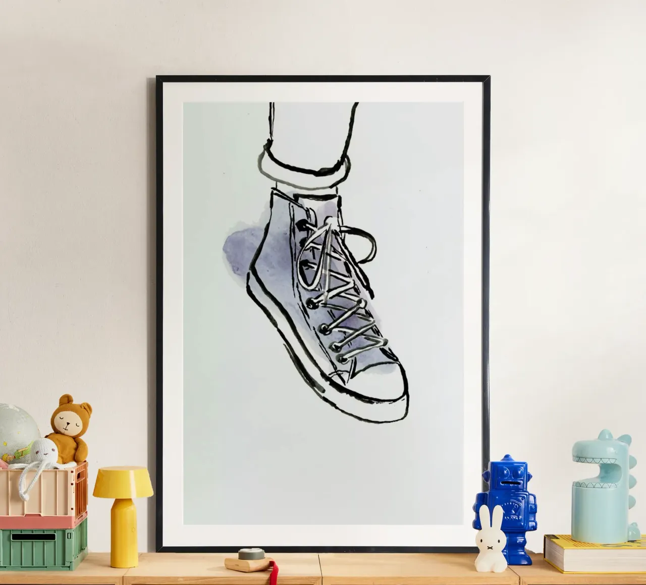 Shoe poster con telaio in legno da Farina Kuklinski