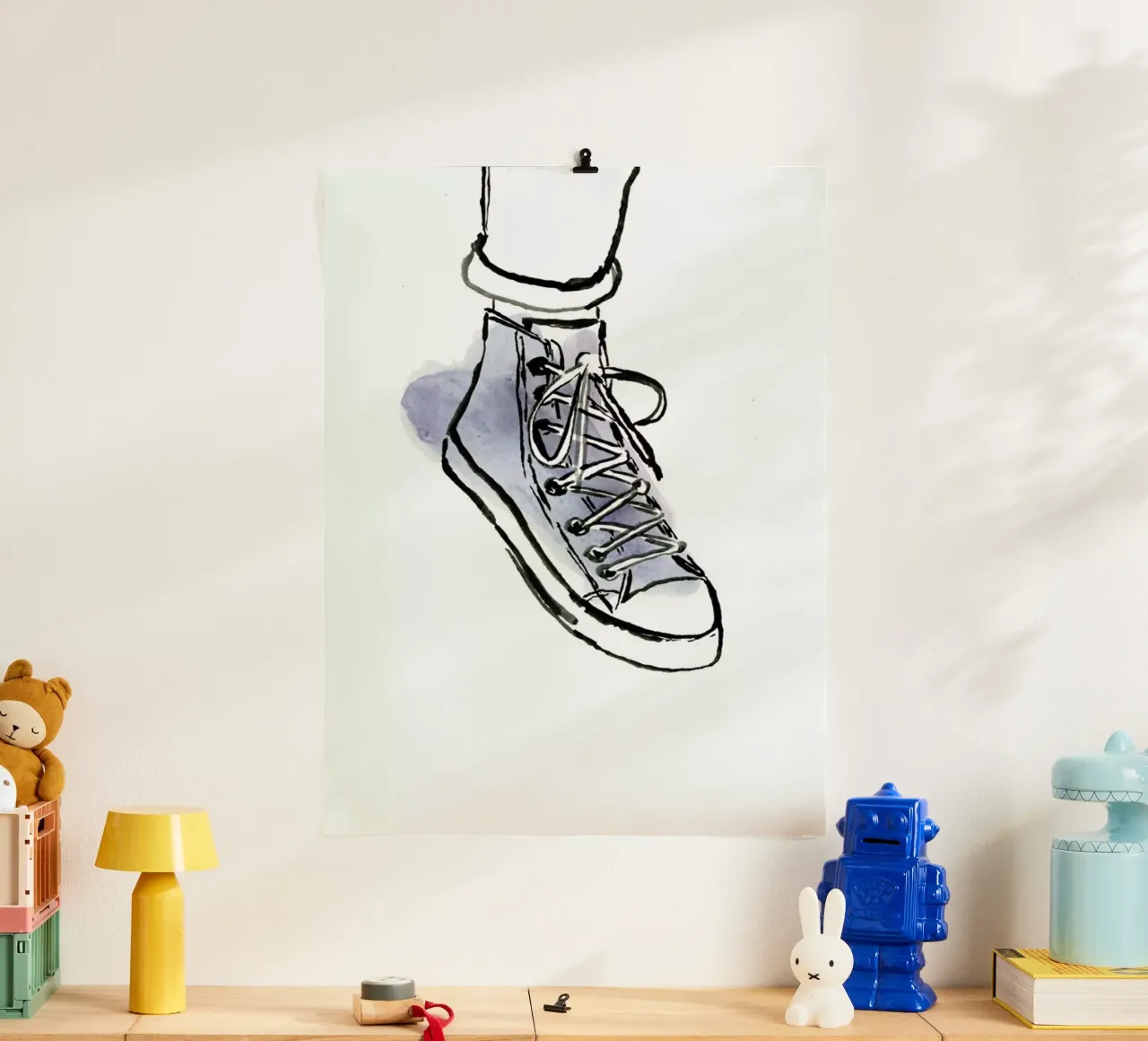Shoe poster con telaio in legno da Farina Kuklinski