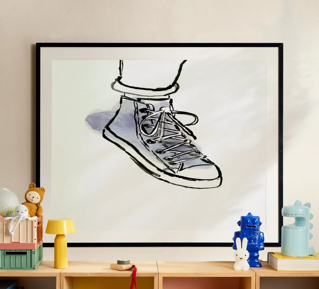 Shoe poster con telaio in legno da Farina Kuklinski