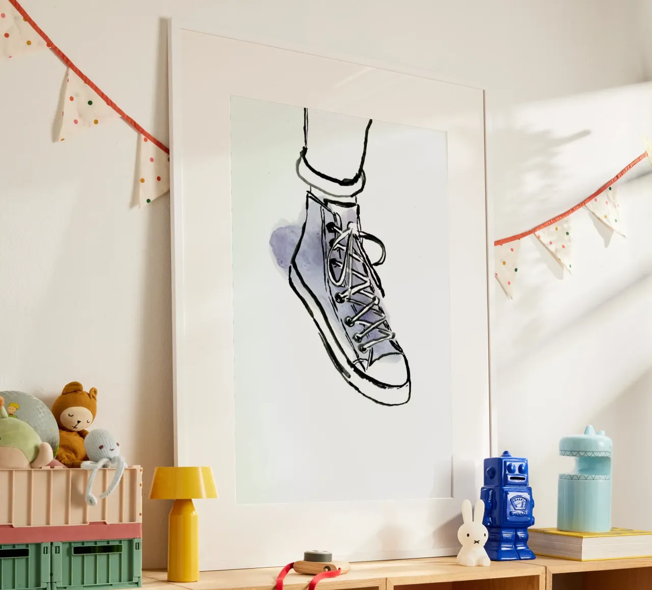 Shoe poster con telaio in legno da Farina Kuklinski