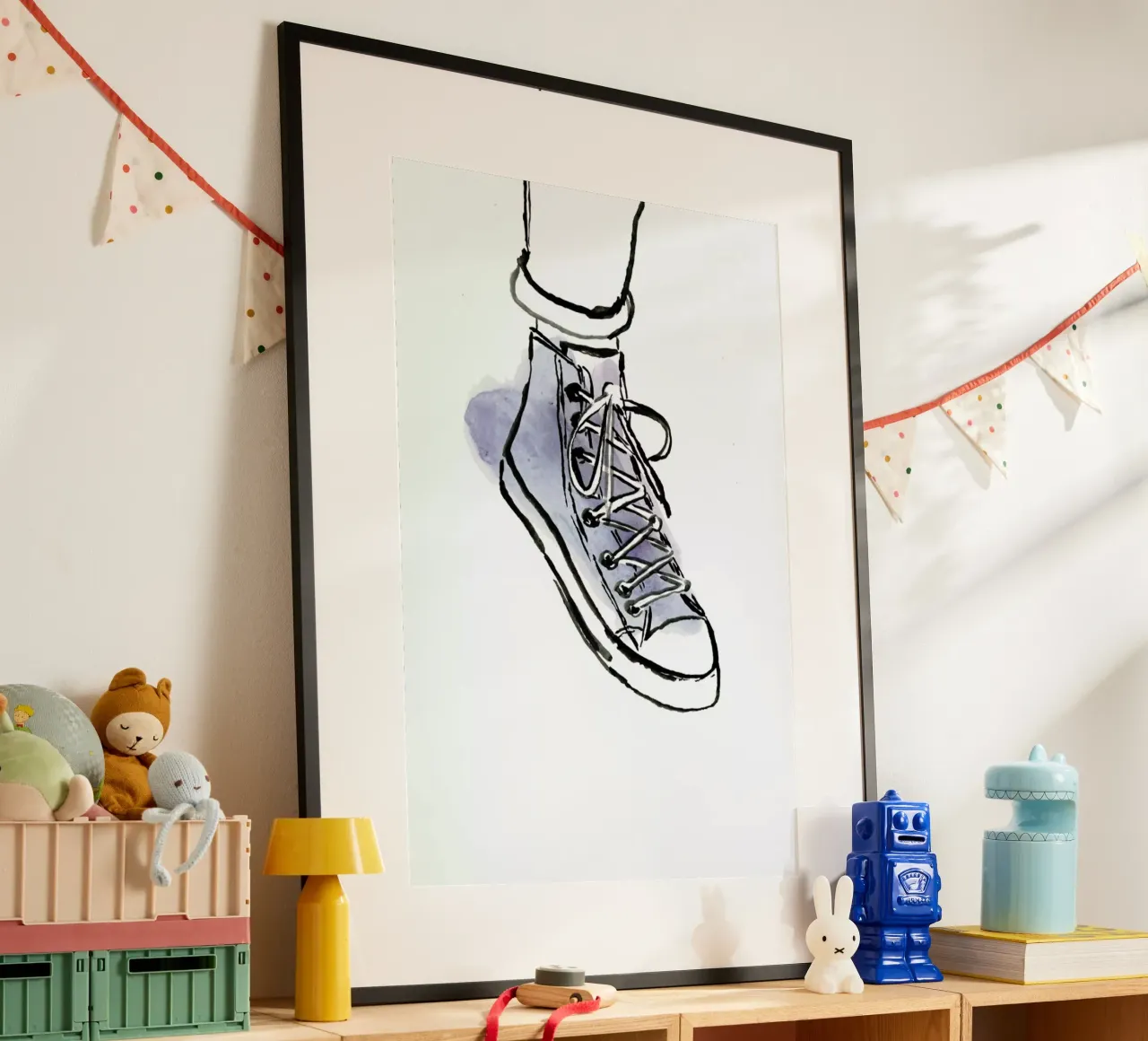 Shoe poster con telaio in legno da Farina Kuklinski