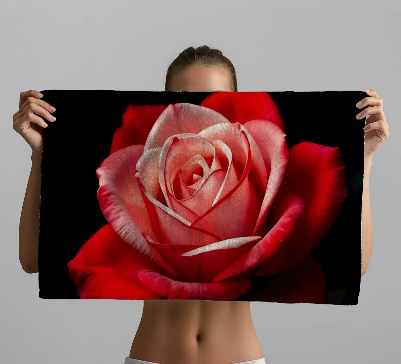 Rose_rotweiss_02 Handtuch von Farb- und Blütenzauber by LK