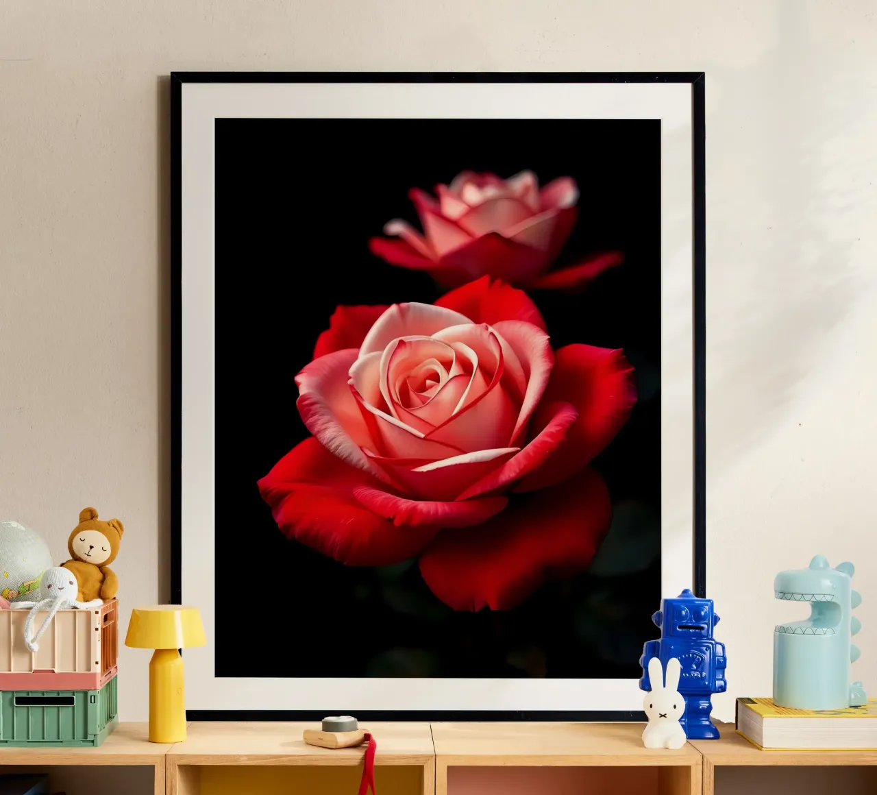Rosa_rossa_bianca_02 poster con telaio in plastica da Farb- und Blütenzauber by LK