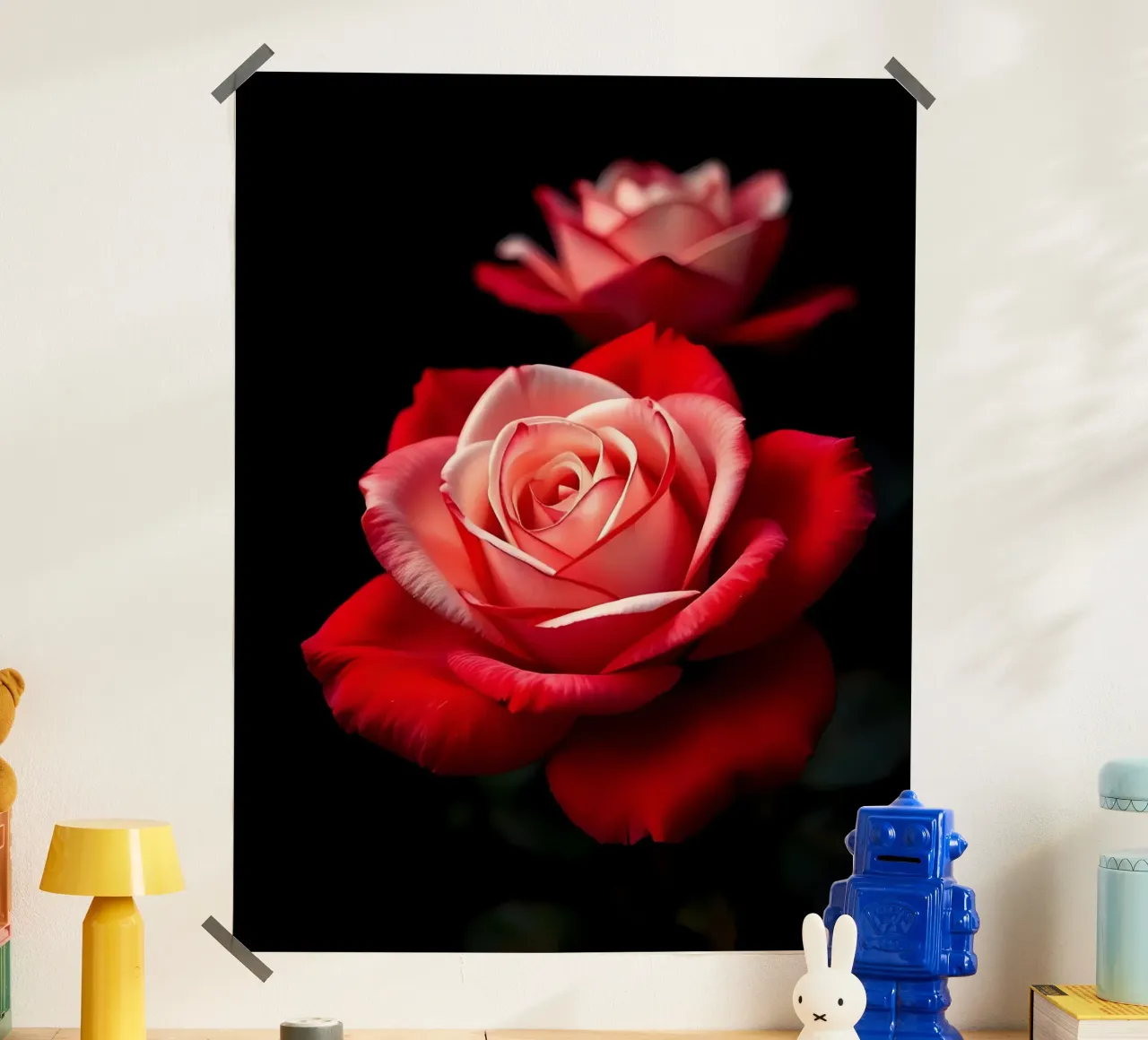 Rosa_rossa_bianca_02 poster con telaio in plastica da Farb- und Blütenzauber by LK