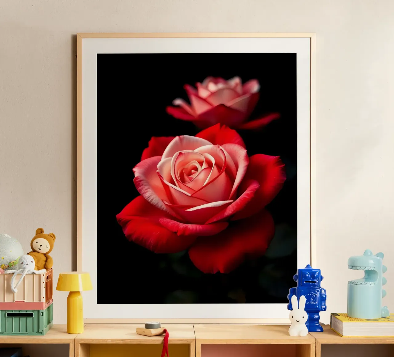 Rosa_rossa_bianca_02 poster con telaio in plastica da Farb- und Blütenzauber by LK