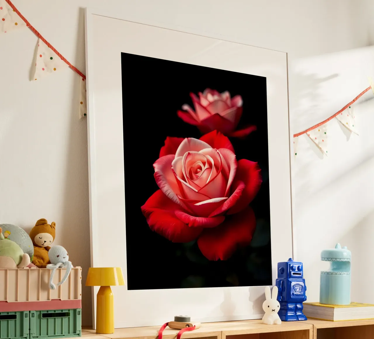 Rosa_rossa_bianca_02 poster con telaio in plastica da Farb- und Blütenzauber by LK