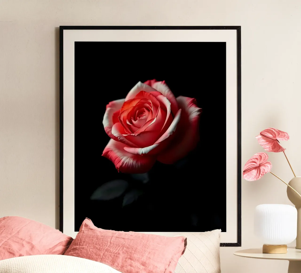 Rosa_rossa_bianca_03 poster con telaio in plastica da Farb- und Blütenzauber by LK
