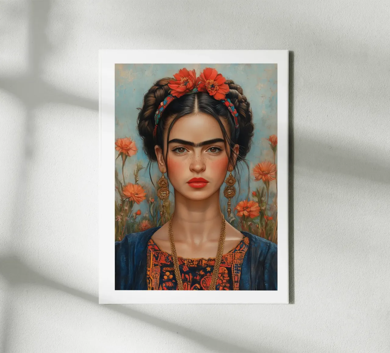 Frida, bloem van vuur canvas met Baklijst van Glitch & Glam