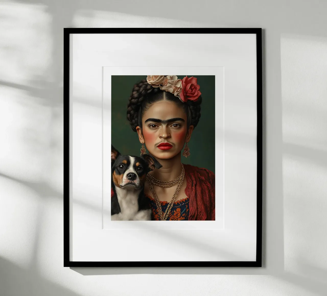 Frida e lo sguardo fedele poster con telaio in legno da Glitch & Glam