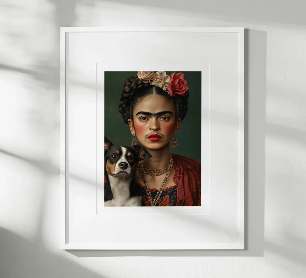 Frida e lo sguardo fedele poster con telaio in legno da Glitch & Glam