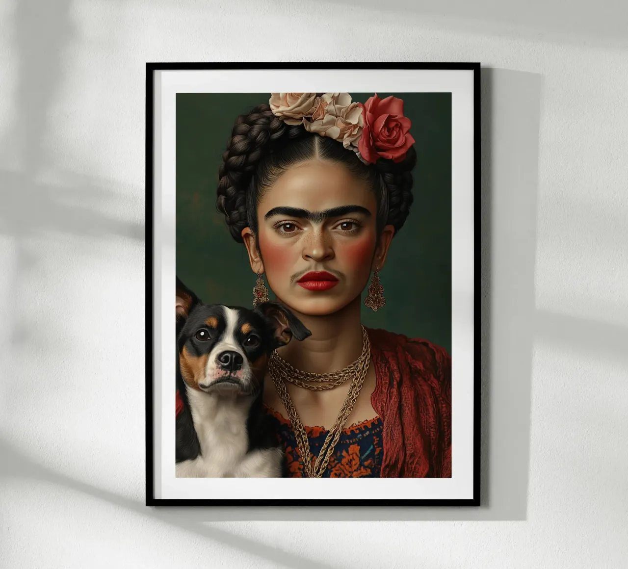 Frida e lo sguardo fedele poster con telaio in legno da Glitch & Glam