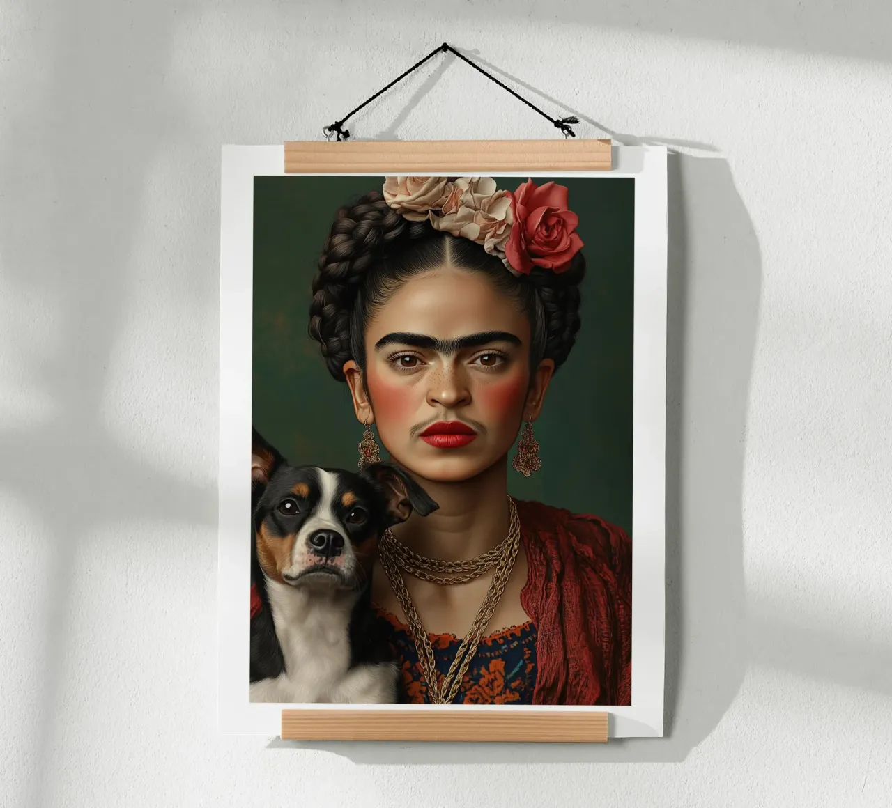 Frida e lo sguardo fedele poster con telaio in legno da Glitch & Glam