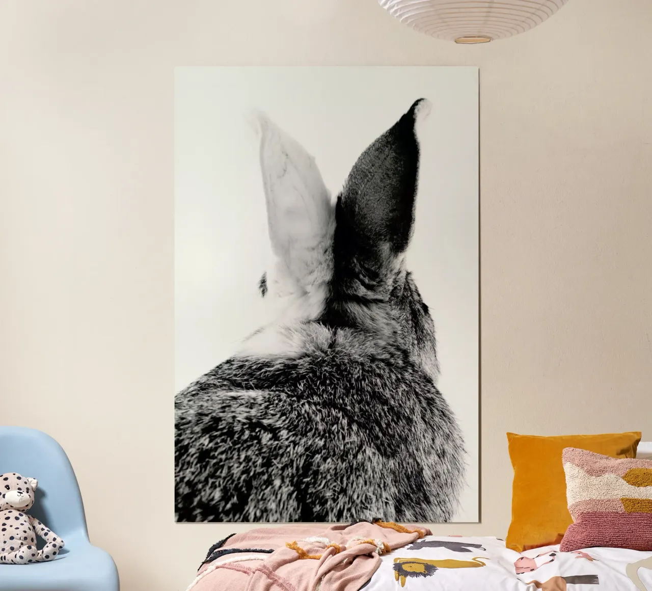 Bunny Ears Black & White poster con telaio in alluminio da Natural Kingdom
