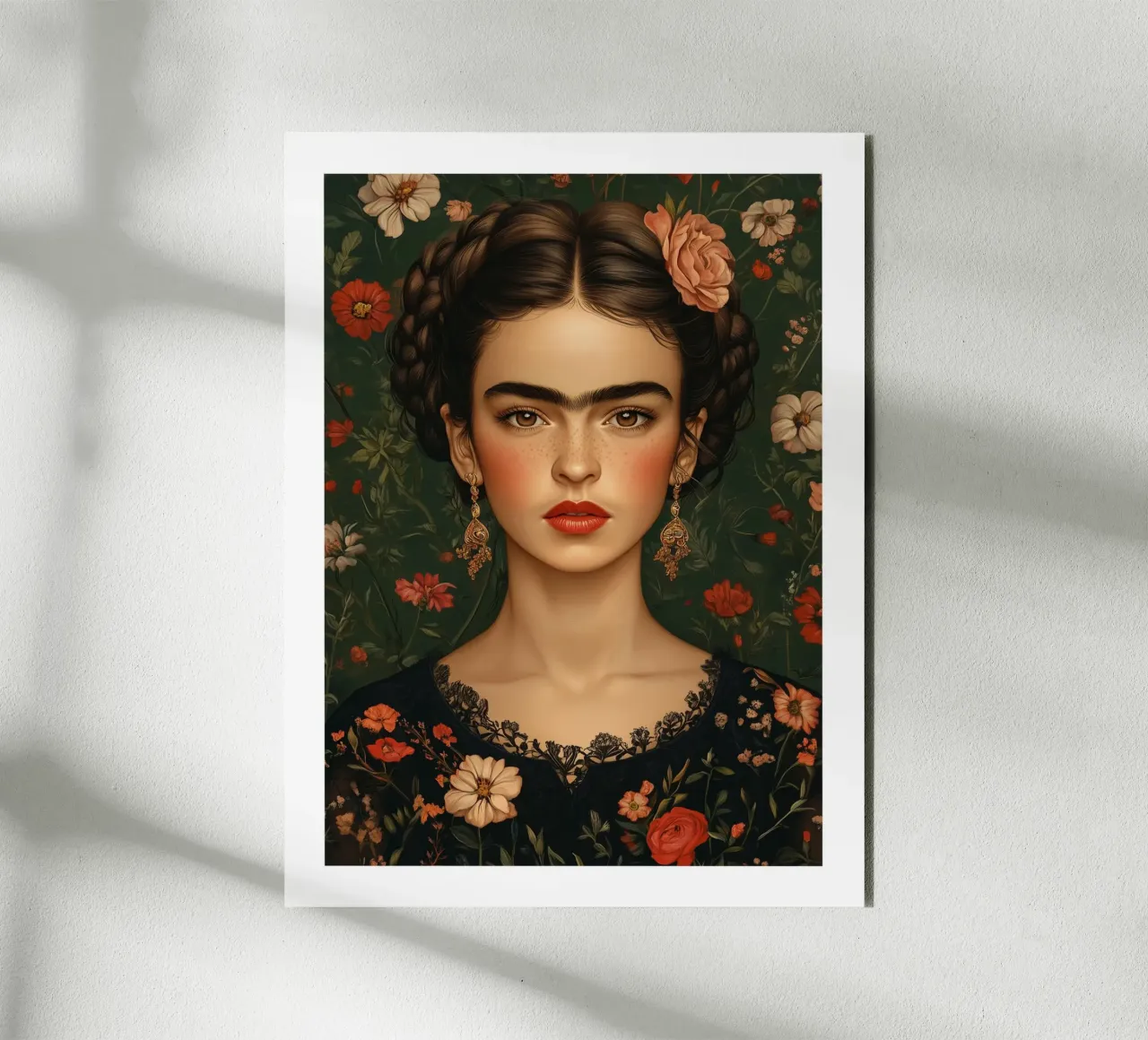 Frida tra i fiori alluminio dibond da Glitch & Glam