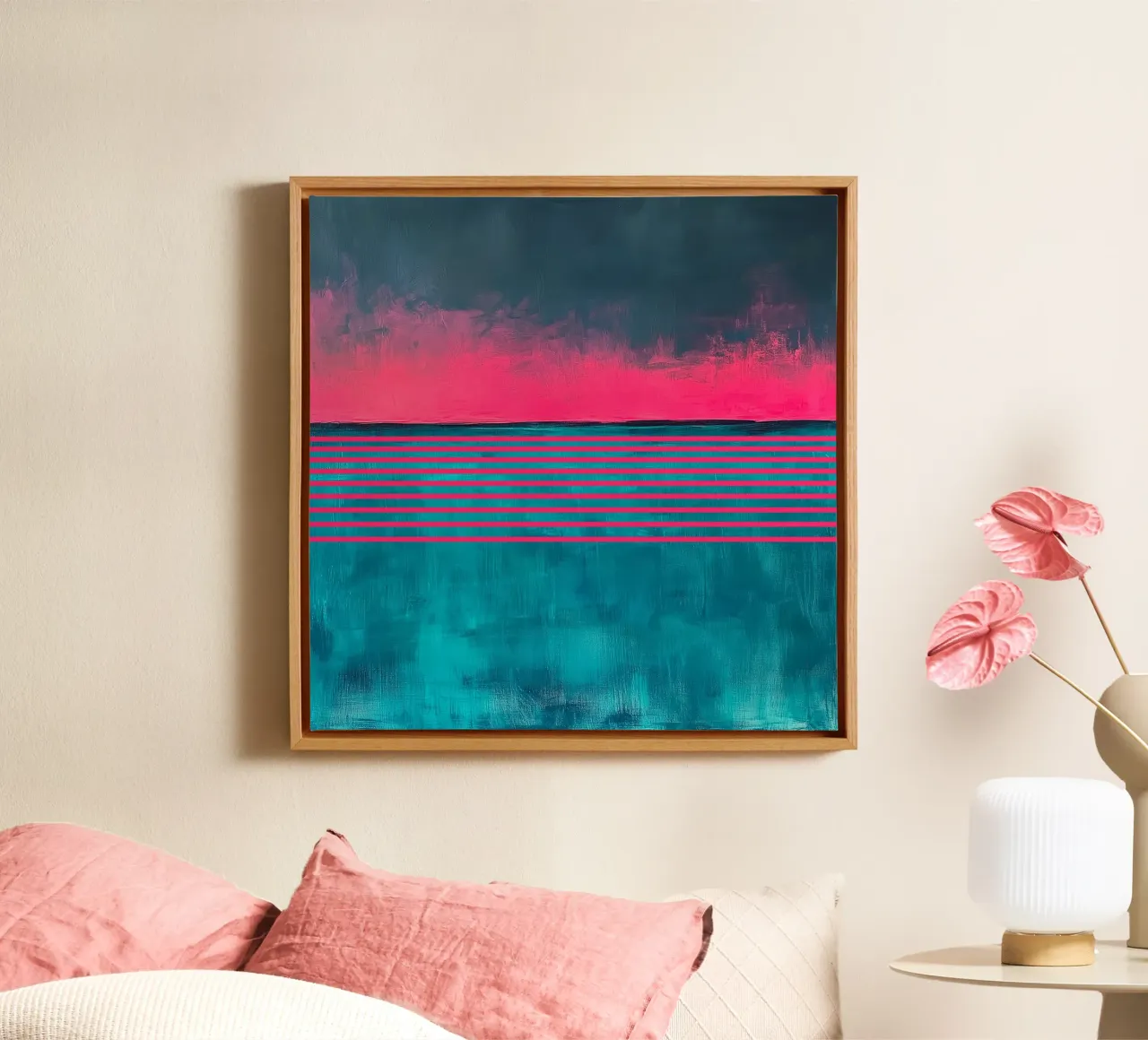 Pink stip horizon canvas by Little Things