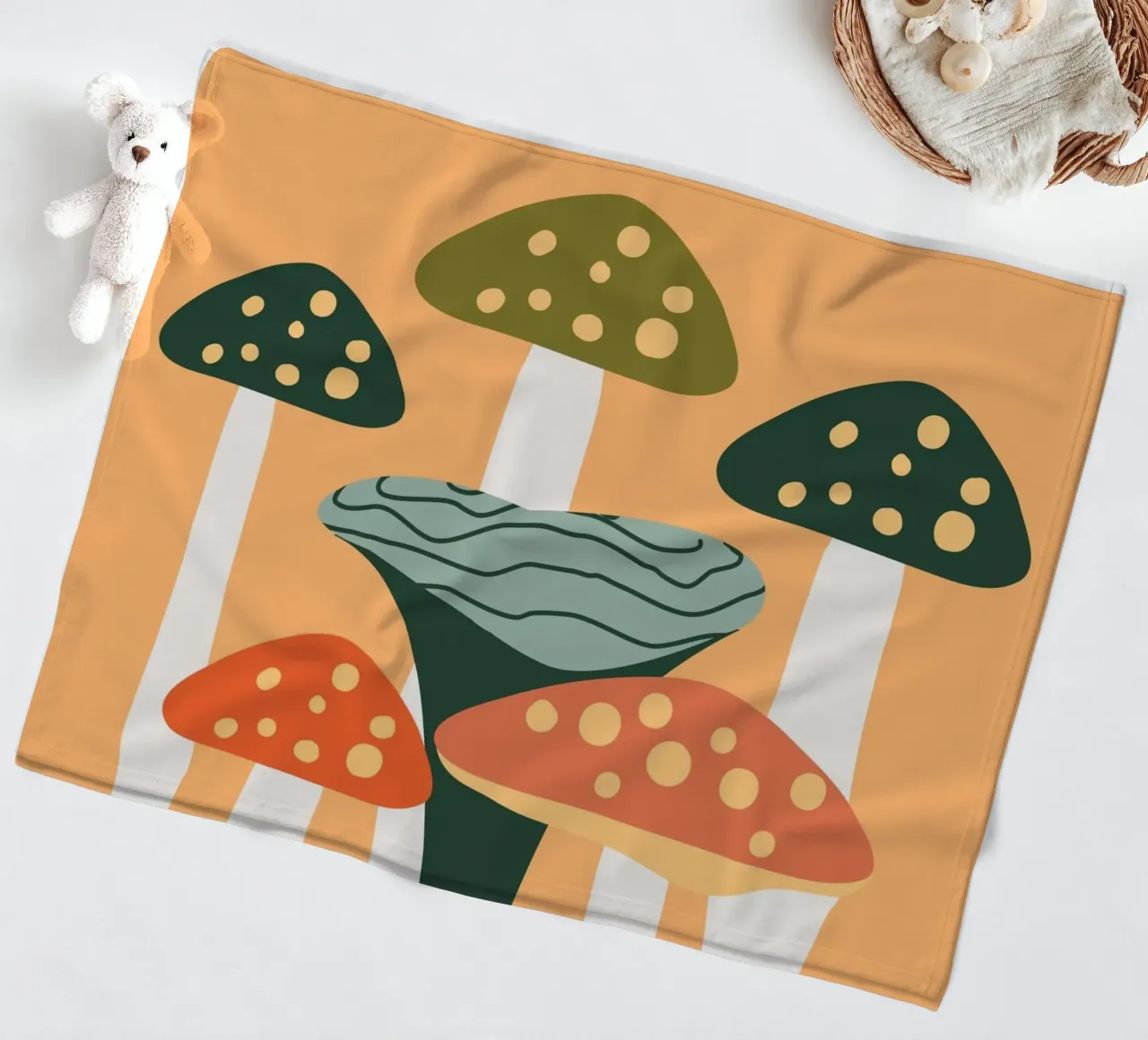 Mushrooms fleece blanket by Dharma