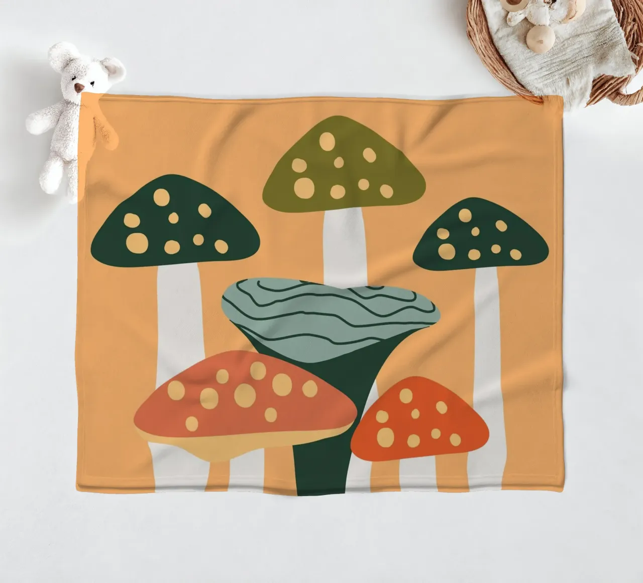 Mushrooms fleece blanket by Dharma