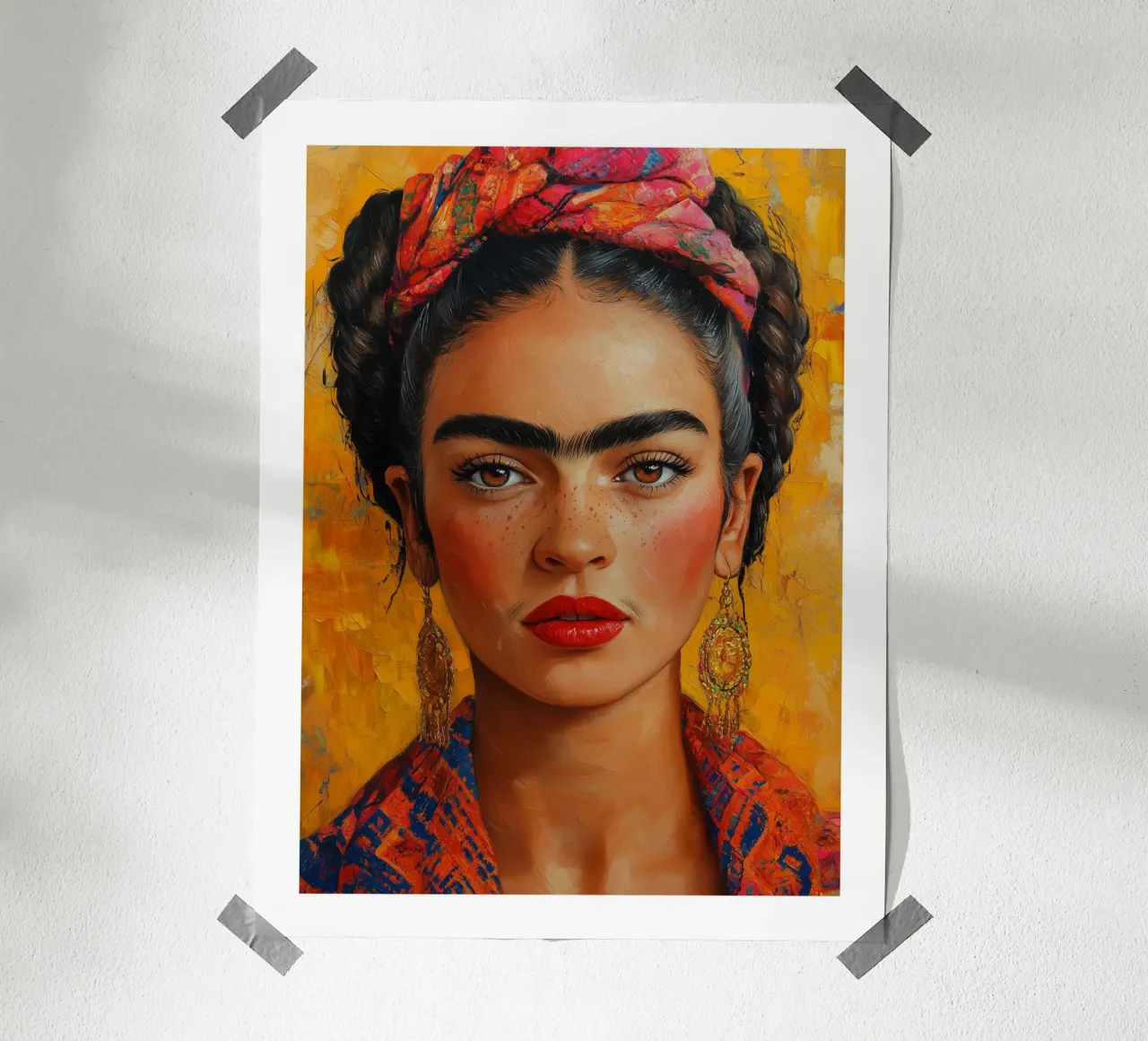 Frida con i colori del fuoco carta hahnemühle da Glitch & Glam