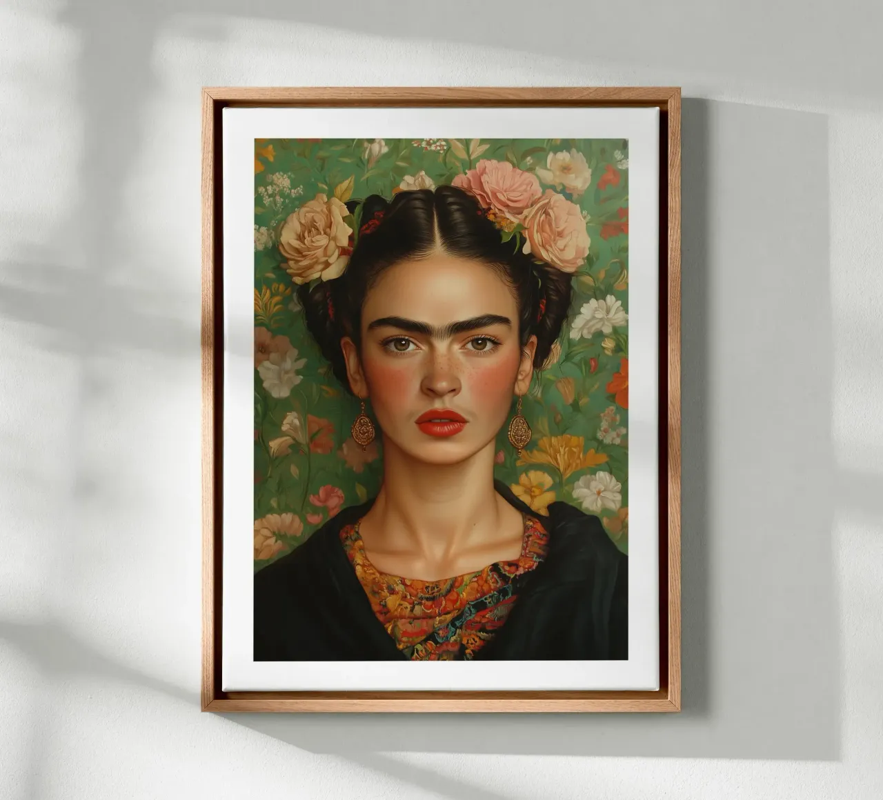 Frida con un tocco floreale tela da Glitch & Glam