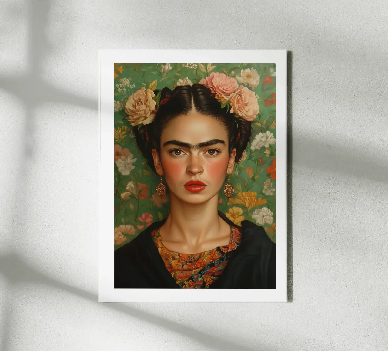 Frida con un tocco floreale tela da Glitch & Glam