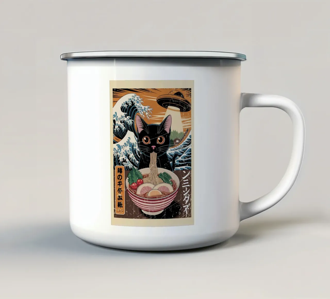 cat ufo japanese tazza in smalto da ramosashop