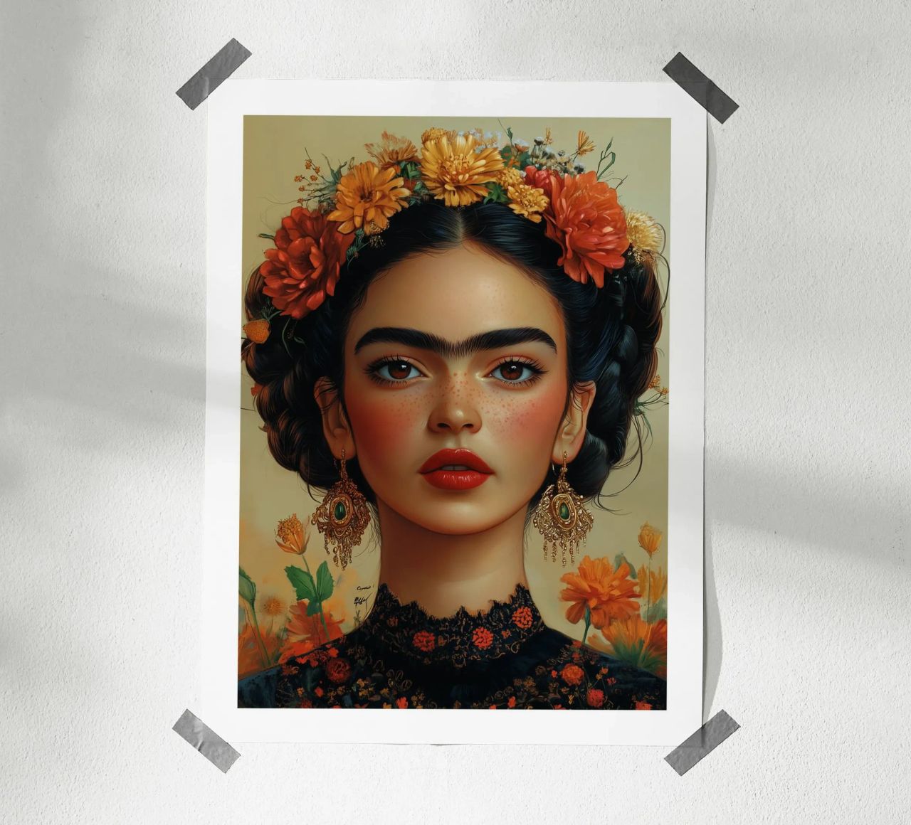 Frida, Königin der Blumen Poster von Glitch & Glam