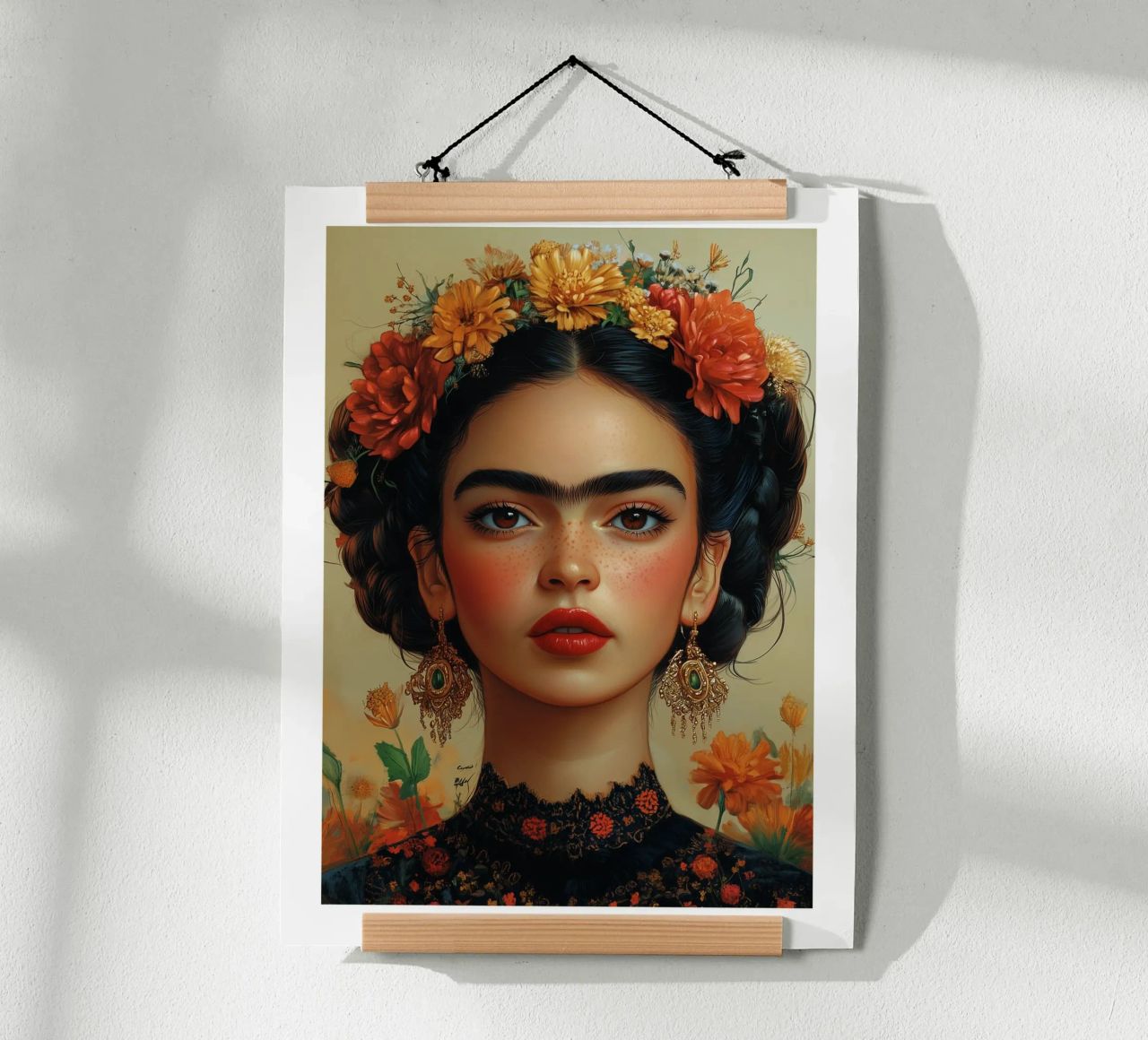 Frida, Königin der Blumen Poster von Glitch & Glam