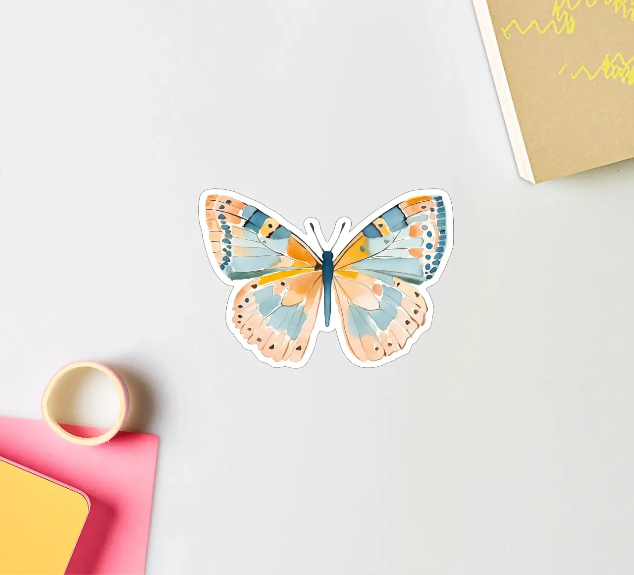 Blue Butterfly Vintage Botanical Boho Feminine Spiritual Art sticker by Gentle Echoes Art