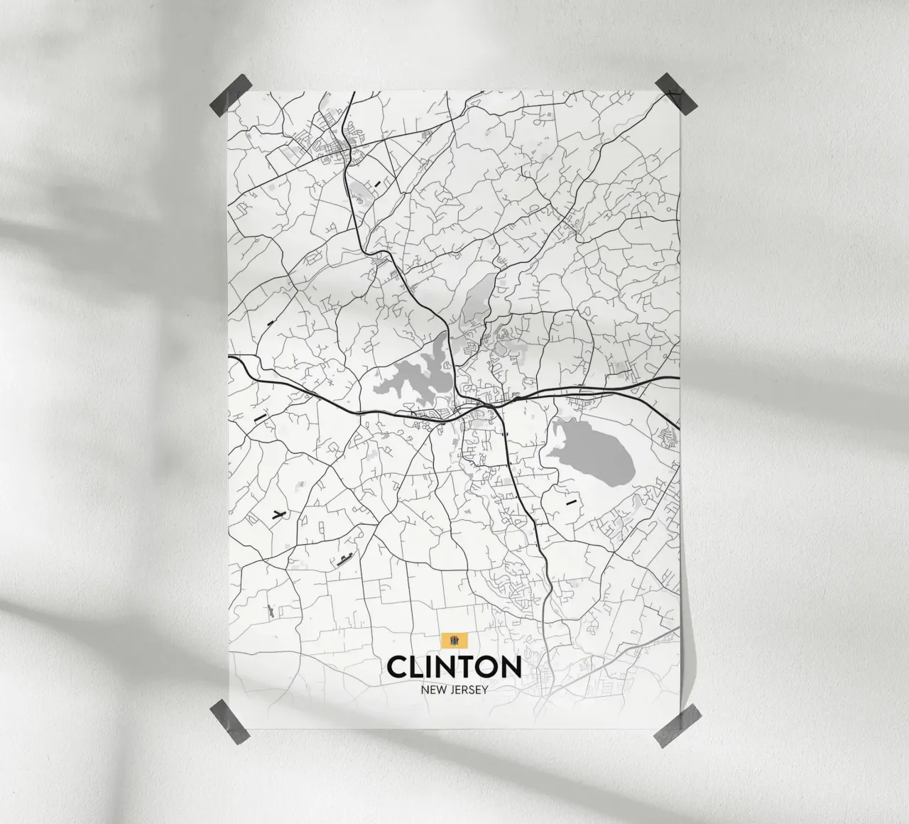 Clinton NJ poster avec cadre en aluminium de Jacob W MICKELSON