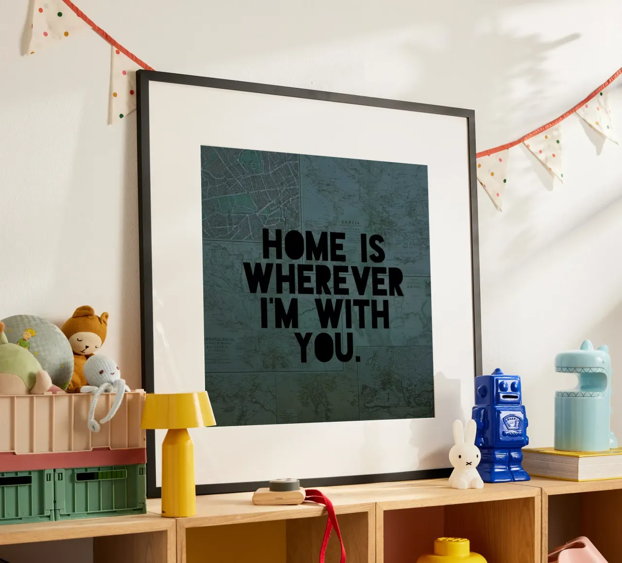 With You II poster with wooden frame by Leah Flores