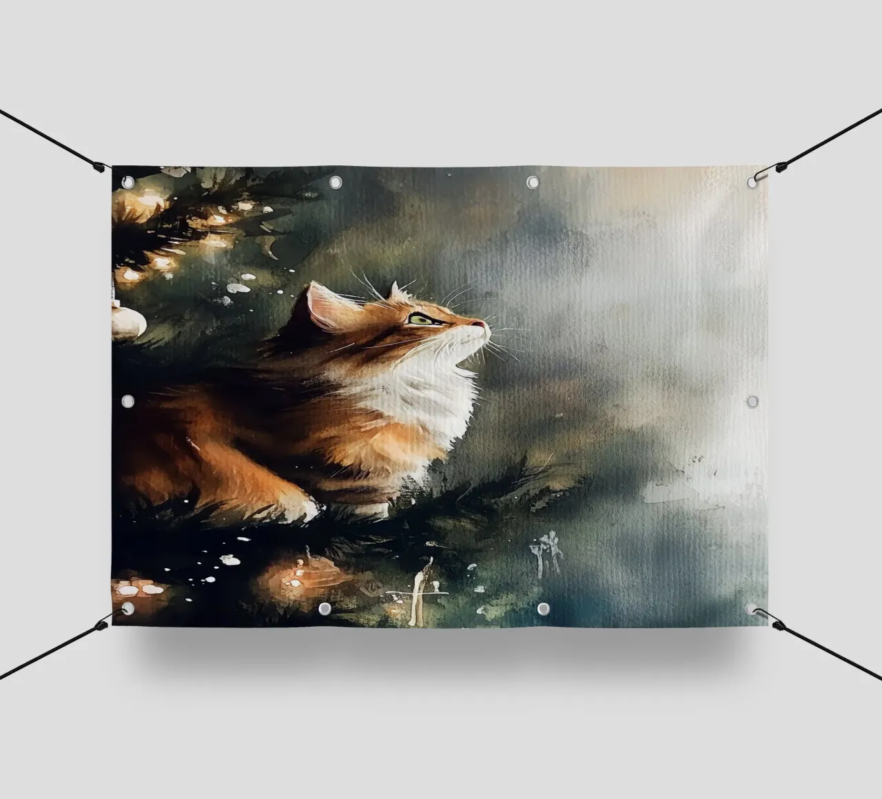 I gatti amano l'albero di Natale 9 telo in pvc da Justyna Jaszke JBJart