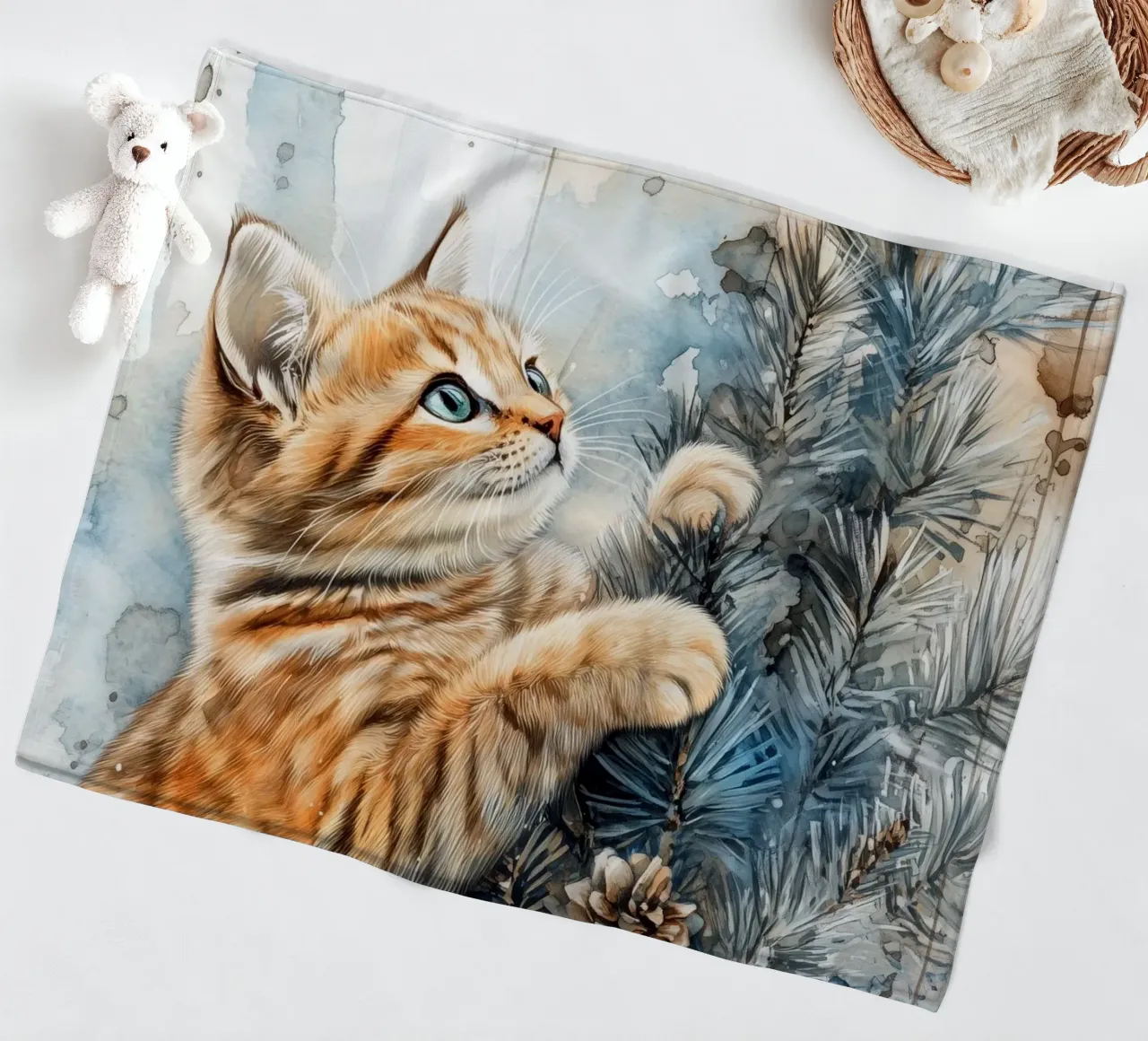 I gatti amano l'albero di Natale 10 coperta in pile da Justyna Jaszke JBJart