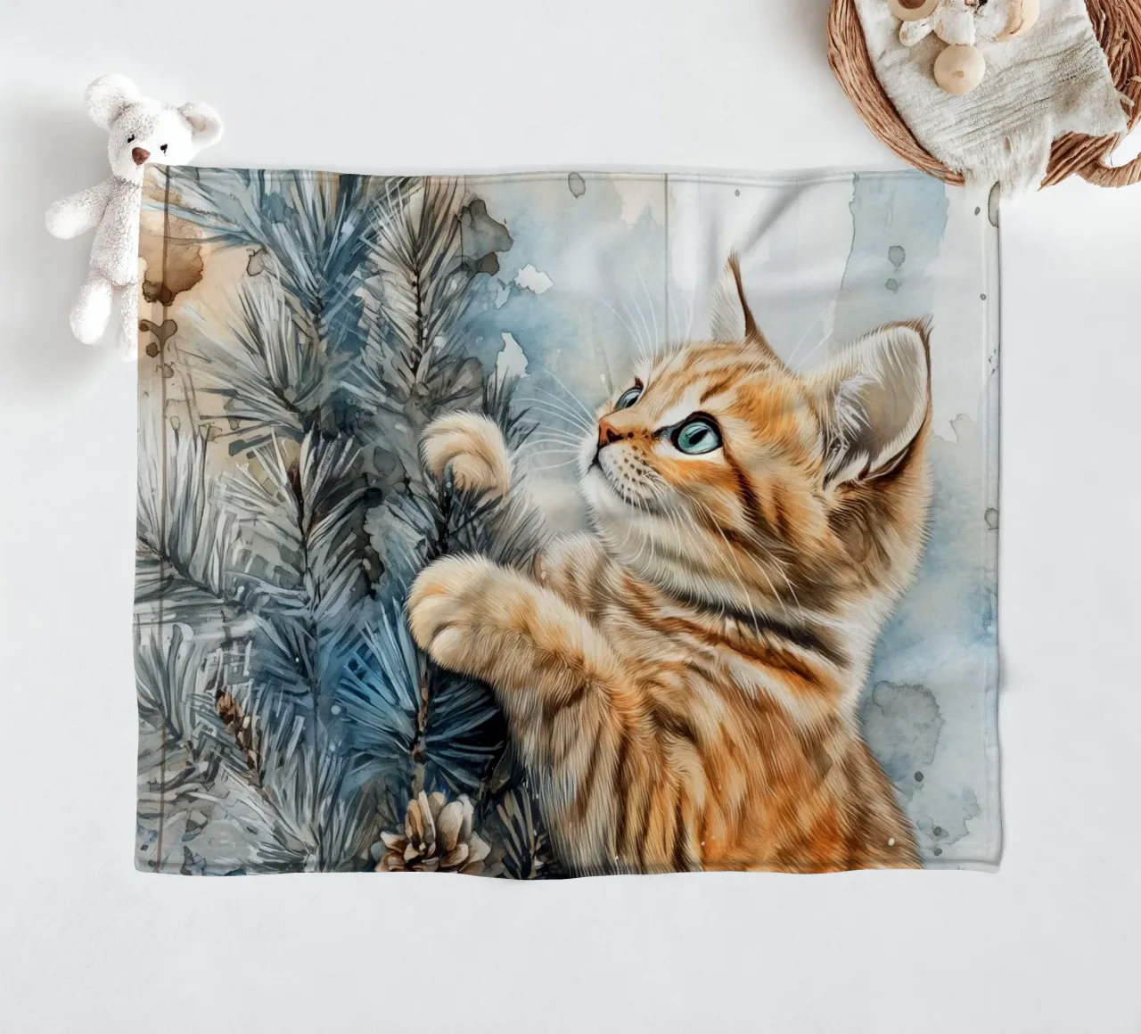 I gatti amano l'albero di Natale 10 coperta in pile da Justyna Jaszke JBJart