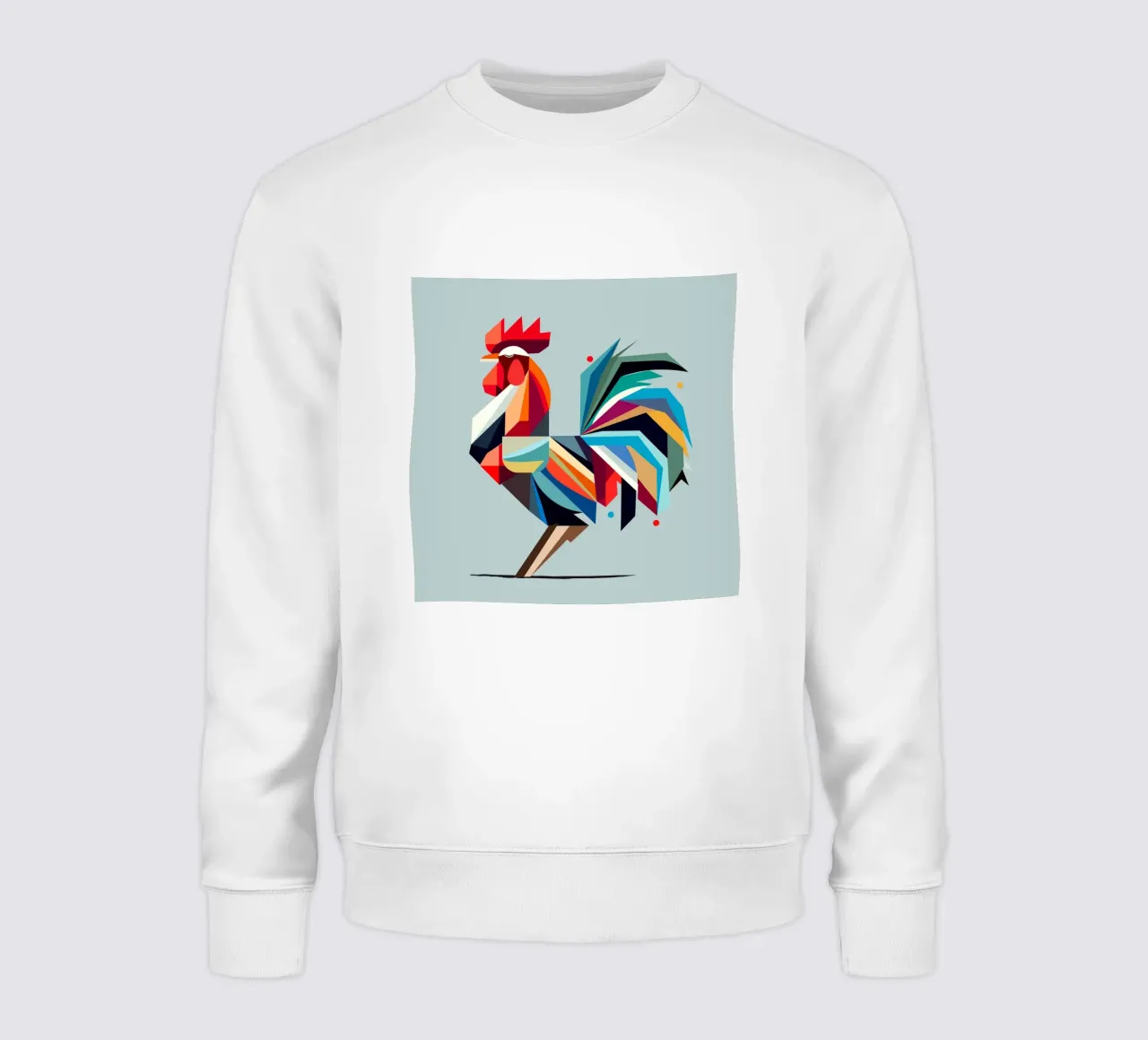 Colourful geometric rooster in polygon style sweatshirt by namosh