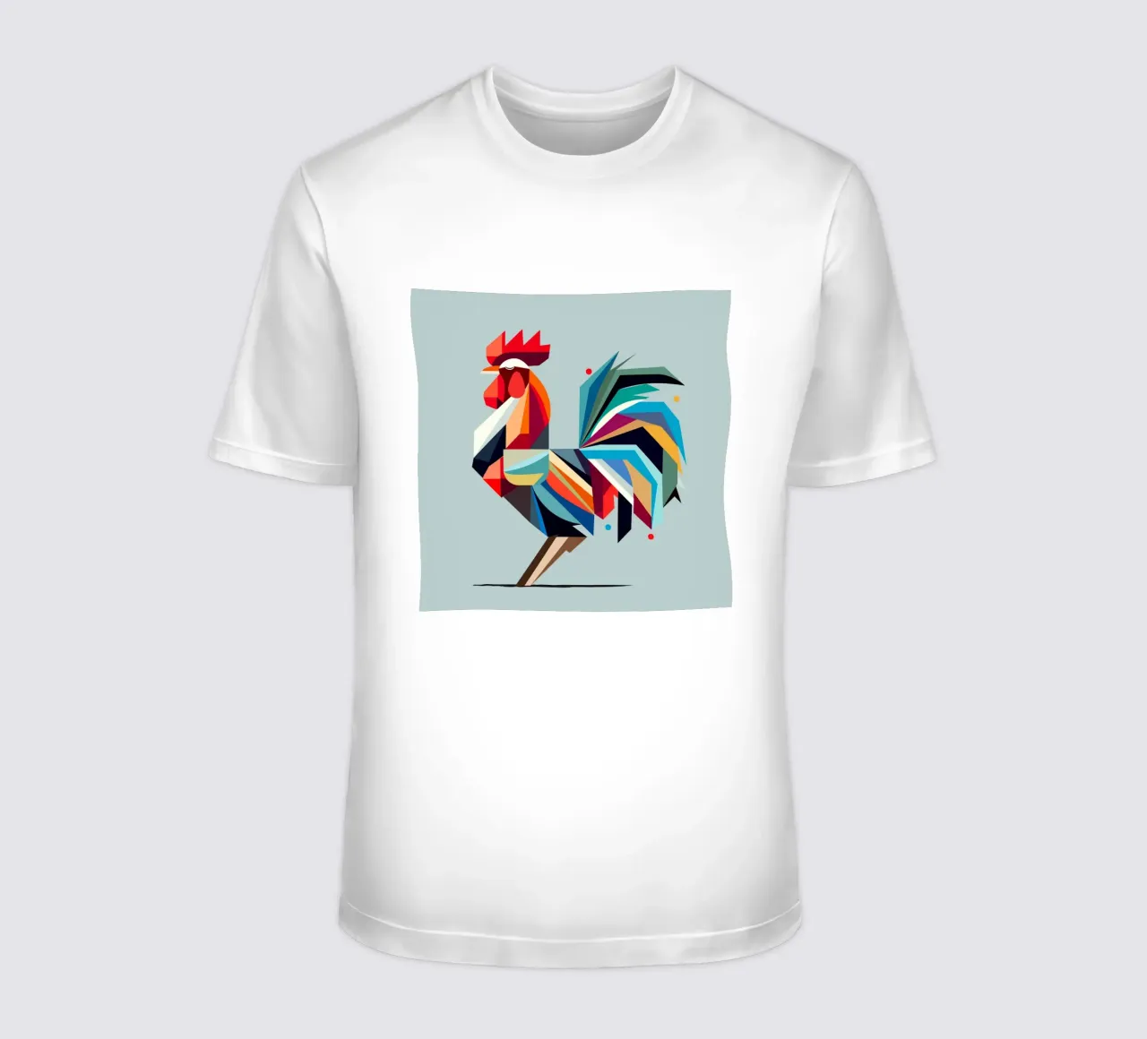 Gallo geometrico colorato in stile poligono t-shirt da namosh