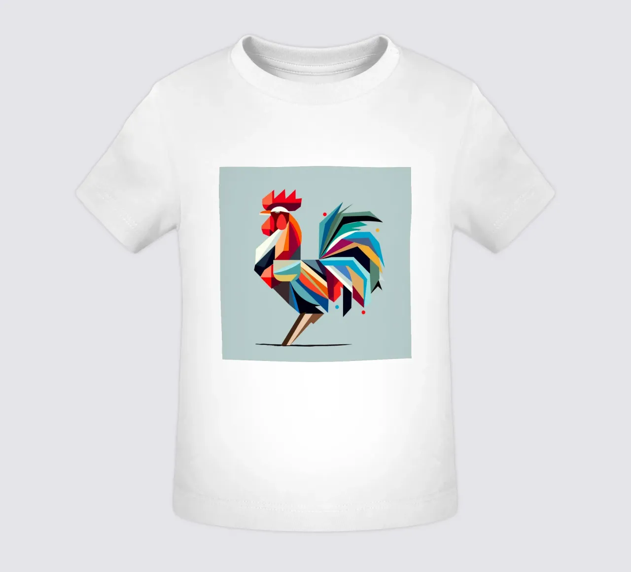 Gallo geometrico colorato in stile poligono maglietta neonato da namosh
