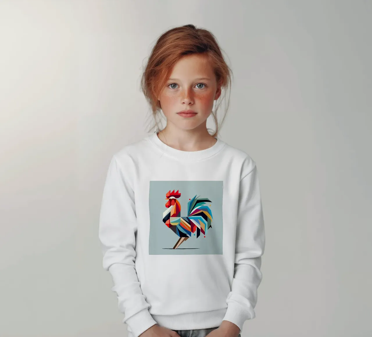 Gallo geometrico colorato in stile poligono felpa bambino da namosh