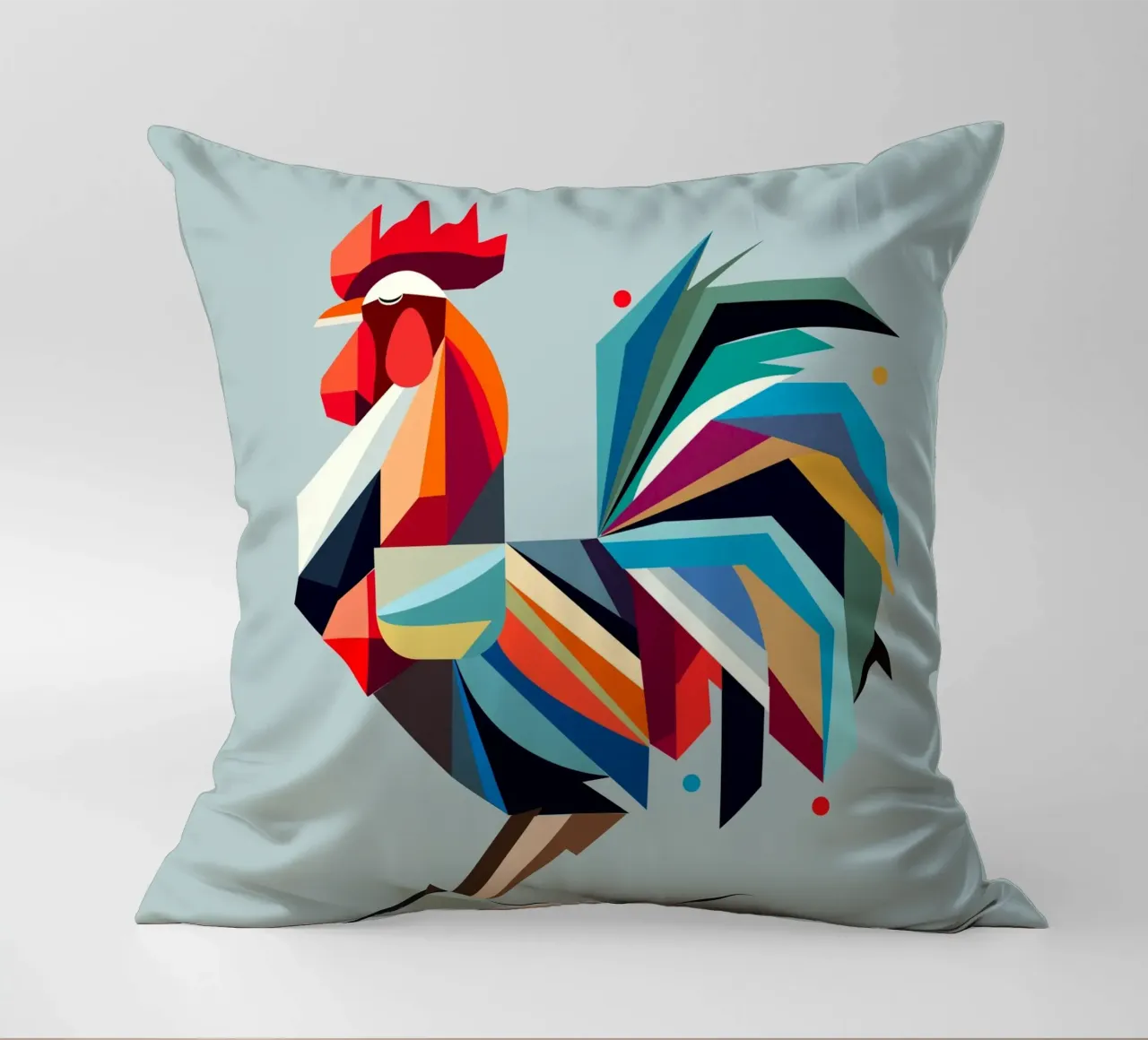 Gallo geometrico colorato in stile poligono cuscino da namosh