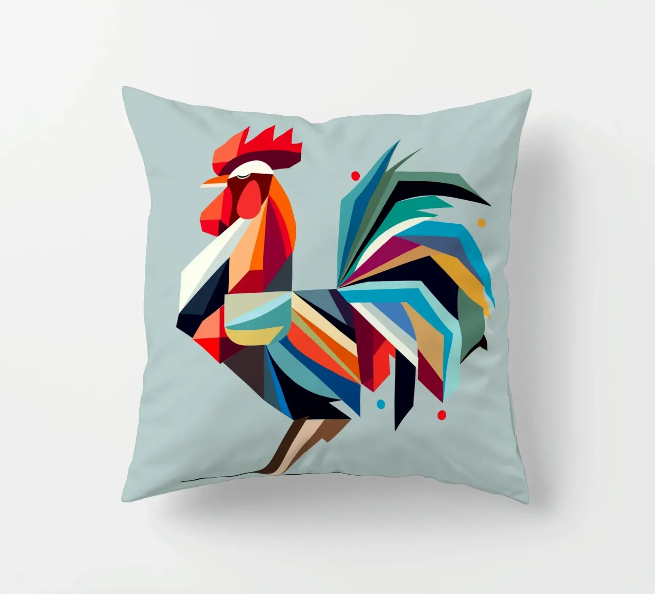 Gallo geometrico colorato in stile poligono cuscino da namosh