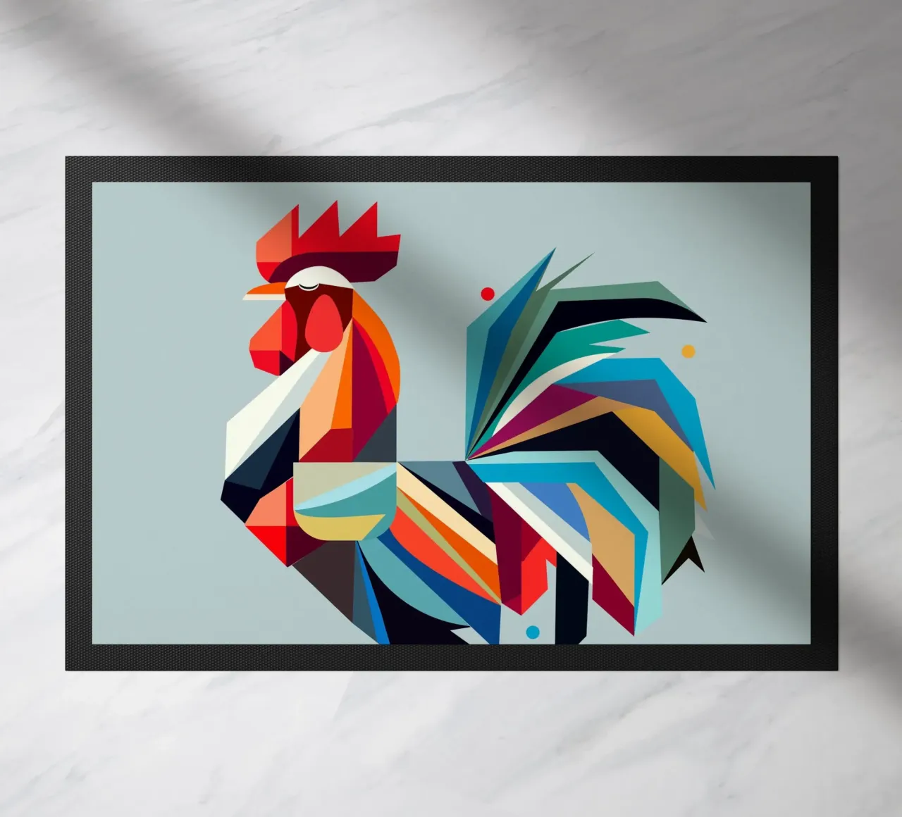 Gallo geometrico colorato in stile poligono zerbino da namosh