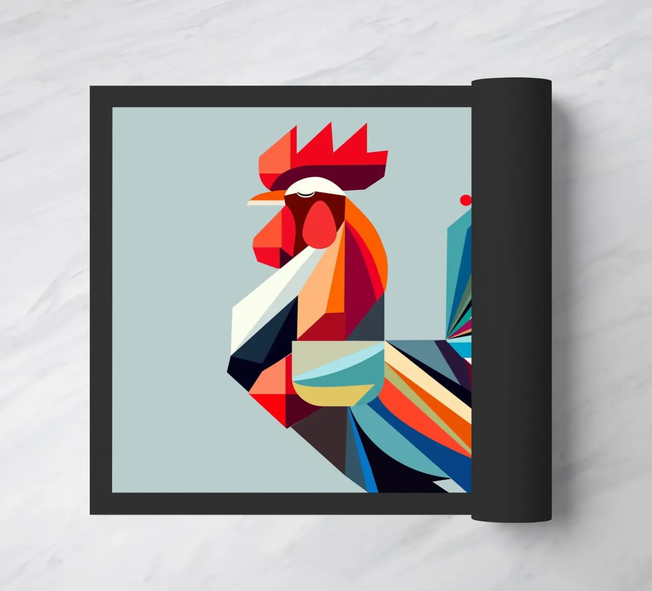 Gallo geometrico colorato in stile poligono zerbino da namosh