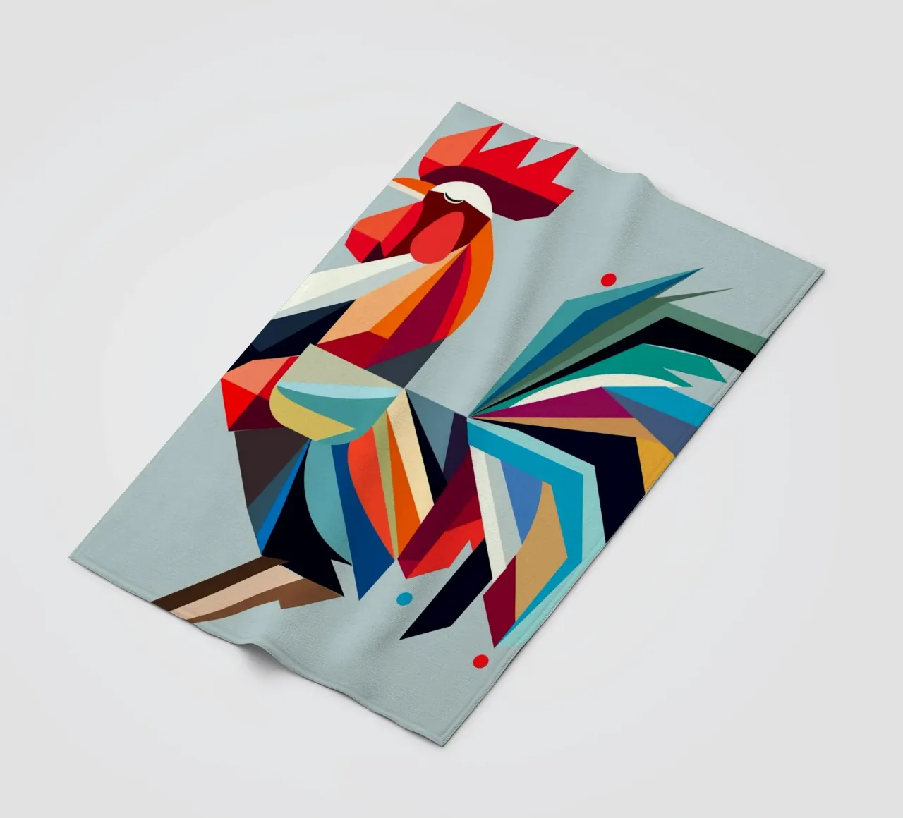 Gallo geometrico colorato in stile poligono coperta in pile da namosh