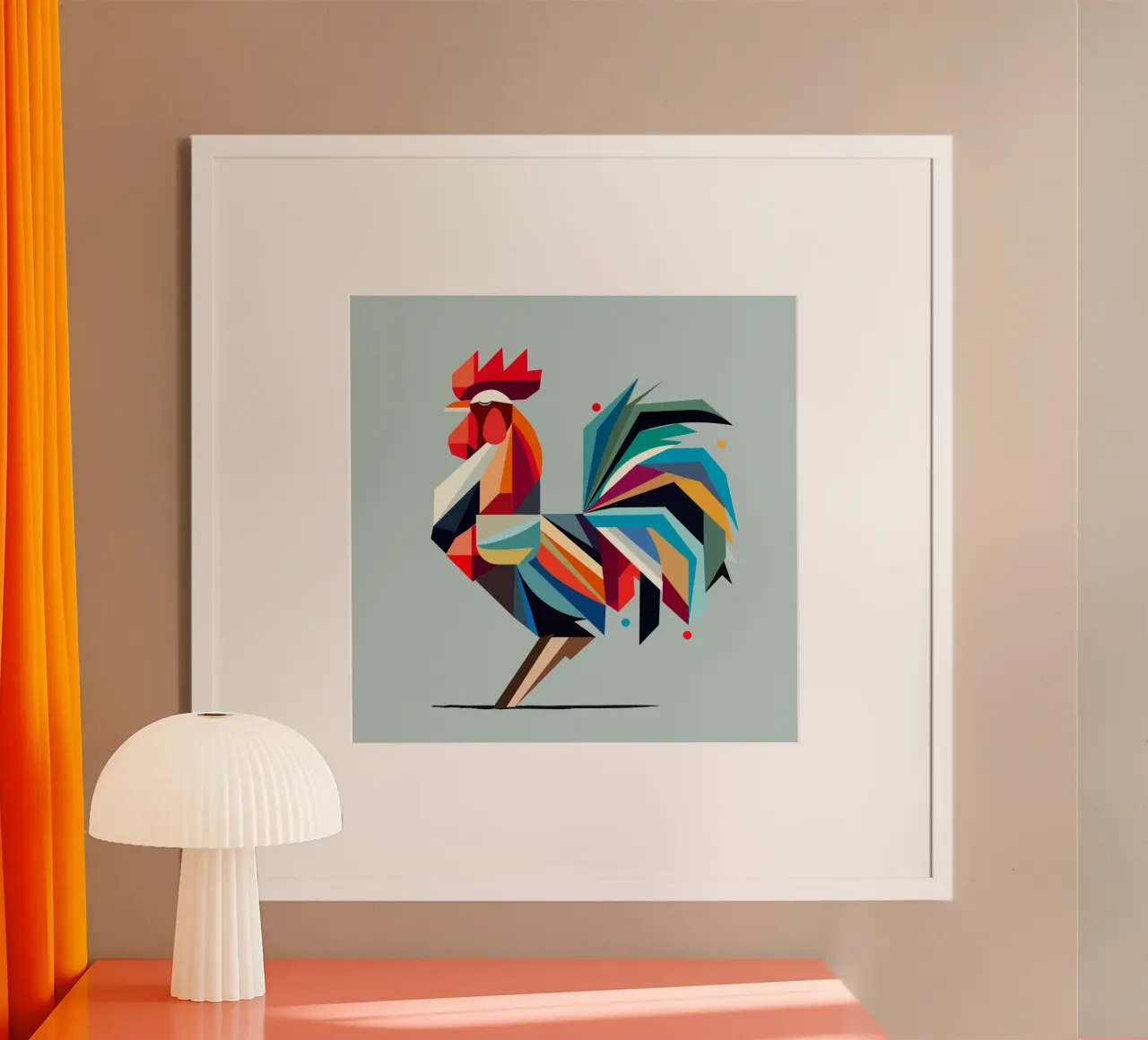 Gallo geometrico colorato in stile poligono poster da namosh