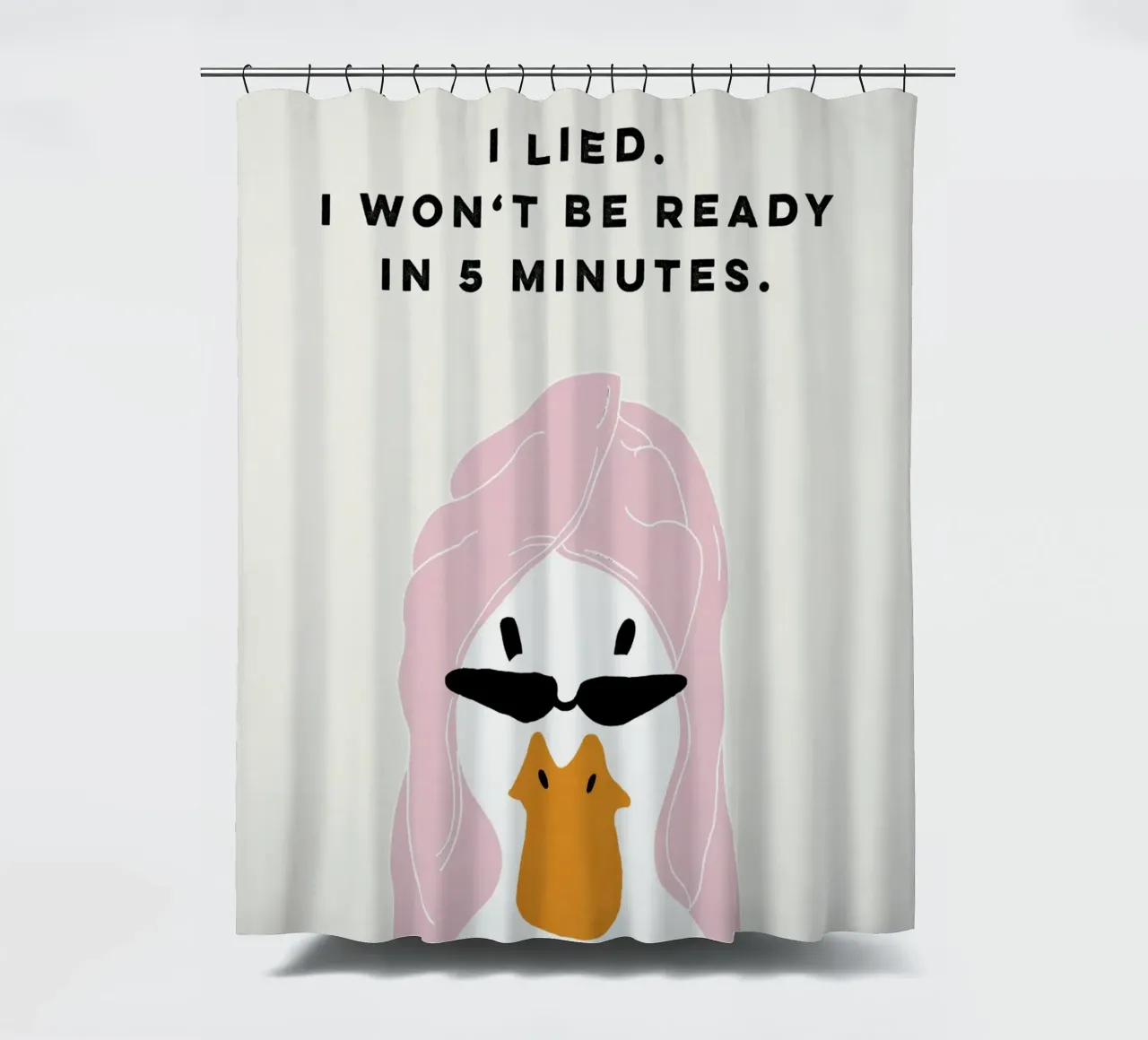 Running late Duck shower curtain by thesoulhugclub