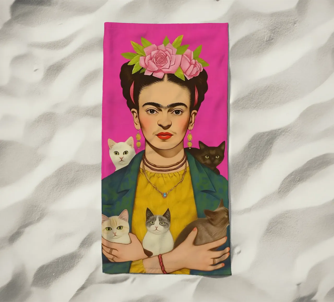 Cute little cats with Frida beach towel by Carinaprint
