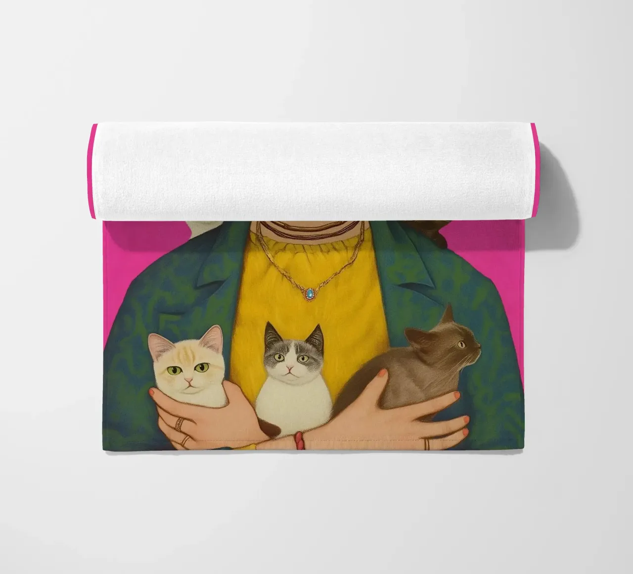 Cute little cats with Frida beach towel by Carinaprint