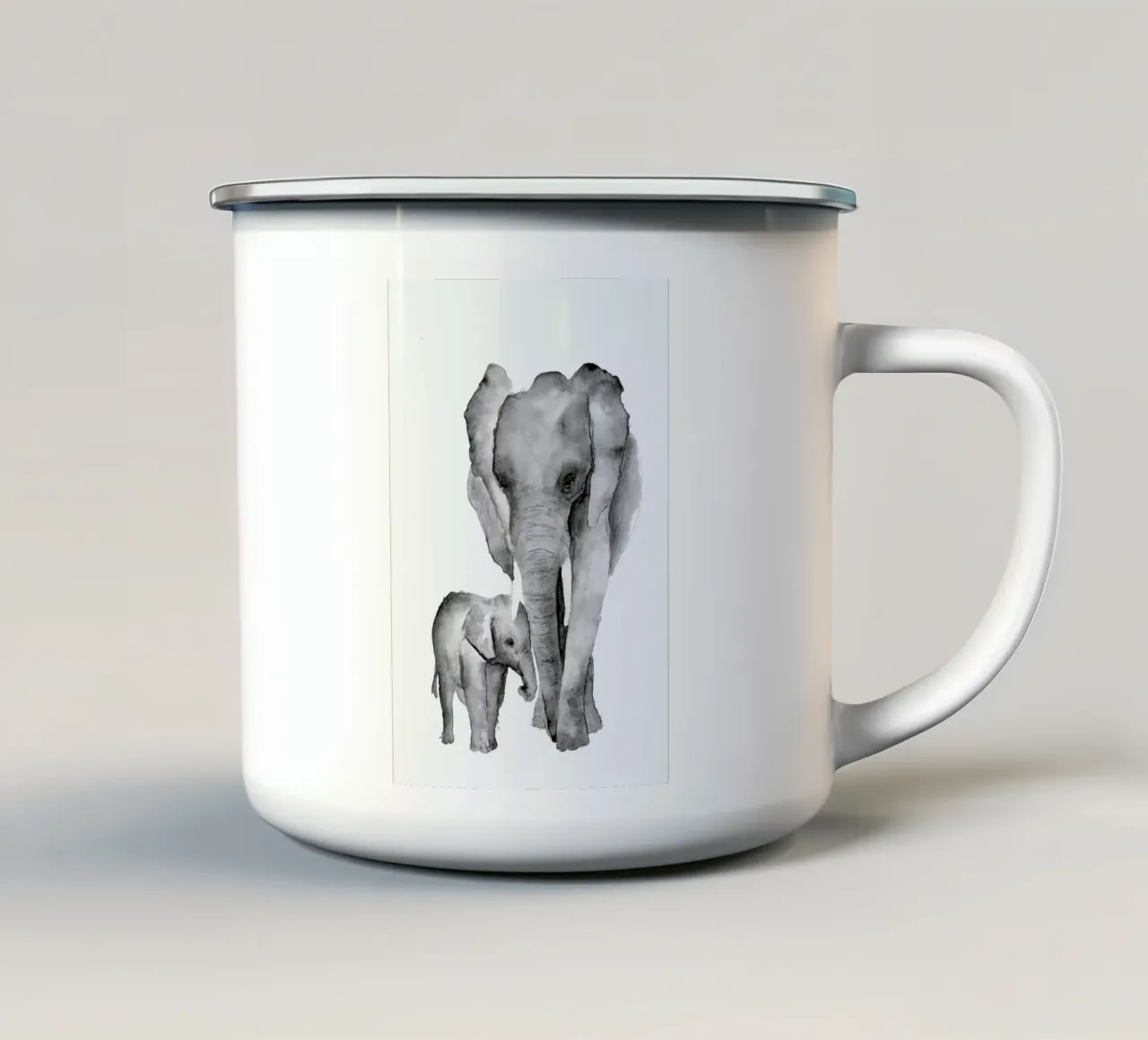 Elephant Mama tazza in smalto da Larissa van der Laan