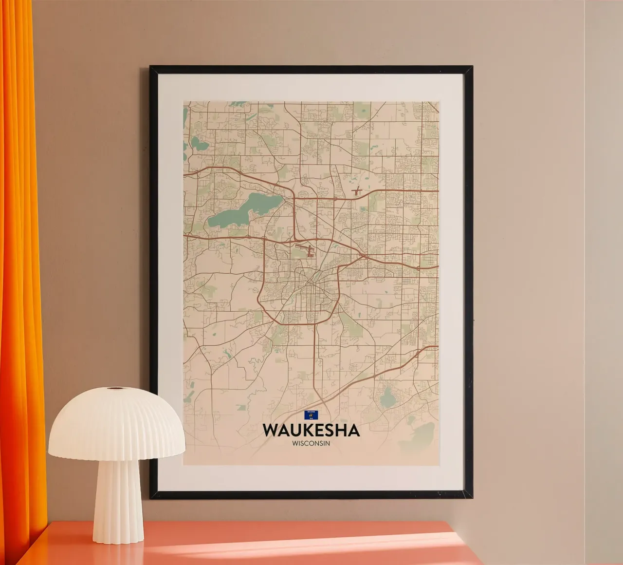 Waukesha WI poster con telaio in plastica da Jacob W MICKELSON