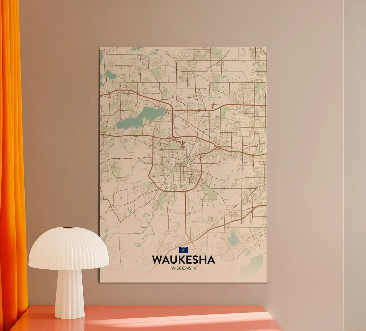 Waukesha WI poster con telaio in plastica da Jacob W MICKELSON